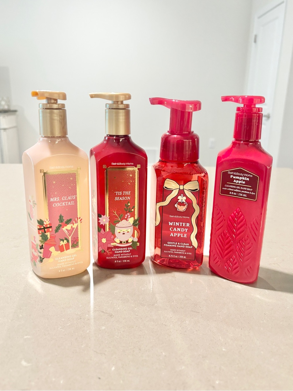 Bath & Body Works Holiday Hand Soap Bundle 4pc New Winter Candy Apple